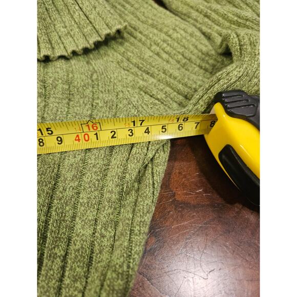 Y2k Ribbed Henley Sweater Green Button Vintage Size M Hannah - Picture 4 of 5